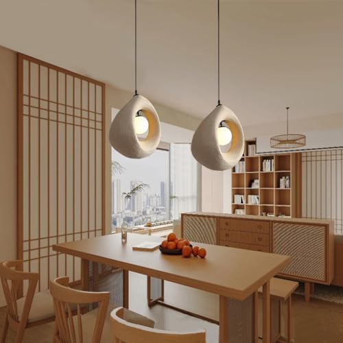 Turtipon Hängeleuchte, 32 x 24 x 35 cm Höhenverstellbare moderne Hängeleuchte im Wabi-Sabi-Stil, ideal für Schlafzimmer, Wohnzimmer, Esszimmer, Kücheninsel und Flur. 100 V–240 V(White) von Trutipon