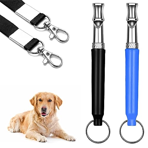 Hundepfeife, Ultraschall Hundepfeife, Professionelle Ultraschall Pfeife, Hundepfeife zum Stoppen des Bellens, Whistle für Hundeausbildung, Hundepfeife zum Rückruf mit Lanyard, 2 Stücke, Schwarz&Blau von TruuMe