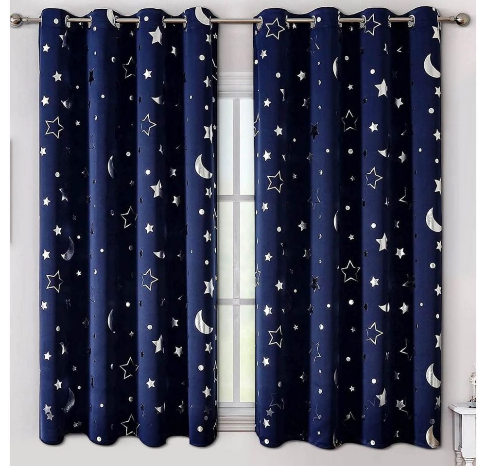 Vorhang Thermo Vorhänge für Wohnzimmer Blackout Vorhang mit Muster Sterne, Truyuety, (2 St) von Truyuety