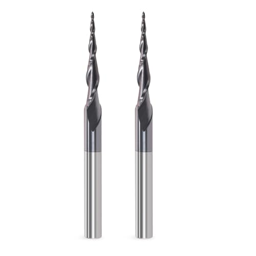 Trvoxviq Kugelkopffräser Konische Fräser für Oberfräse CNC, 6mm Schaft 2 Flöten Schaftfräser HRC55 Spiralnutfräser Bit, 0,5 mm Radius CNC Schnitzbits mit AlTiN Beschichtung für 2D und 3D Gravu Trvoxviq Kugelkopffräser Konische Fräser für Oberfräse CNC, 6mm Schaft 2 Flöten Schaftfräser HRC55 Spiralnutfräser Bit, 0,5 mm Radius CNC Schnitzbits mit AlTiN Beschichtung für 2D und 3D Gravu von Trvoxviq