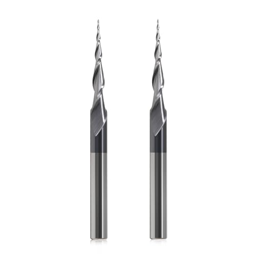 Trvoxviq Kugelkopffräser Konische Fräser für Oberfräse CNC R0.25, 6mm Schaft 2 Flöten Schaftfräser HRC55 Spiralnutfräser Bit, 0,25 mm Radius CNC Schnitzbits mit AlTiN Beschichtung für 2D und 3D Gravu Trvoxviq Kugelkopffräser Konische Fräser für Oberfräse CNC R0.25, 6mm Schaft 2 Flöten Schaftfräser HRC55 Spiralnutfräser Bit, 0,25 mm Radius CNC Schnitzbits mit AlTiN Beschichtung für 2D und 3D Gravu von Trvoxviq