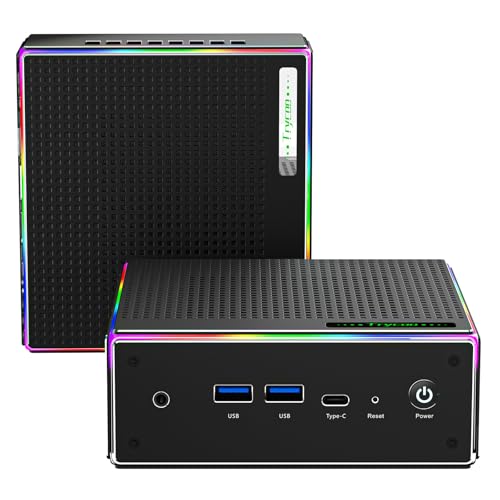 Trycco HA-4 Mini Gaming PC, AMD Ryzen 9 Mini PC Ryzen 9 7940HS Processor (up to 5.2GHz), DDR5-5600 32GB RAM 1TB PCIe4.0 SSD. Triple 4K@60Hz Output, 2.5Gbps LAN/Wi-Fi6/BT5.2, USB-C and RGG ReRe von Trycoo