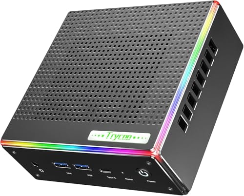 Trycoo HA-4 Mini Gaming PC, AMD Ryzen 7 Mini PC Ryzen 7 7840HS Processor (up to 5.1GHz), DDR5-5600 32GB RAM 1TB PCIe4.0 SSD. Triple 4K@60Hz Output, 2.5Gbps LAN/Wi-Fi6/BT5.2, USB-C and RGB von Trycoo
