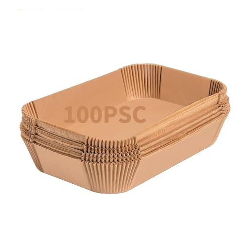 100 Stück Dual-Zonen-Backpapier für Heißluftfritteusen, 22 x 14,5 cm Heißluftfritteusen-Backpapier, Heißluftfritteuse-Zubehör, Heissluftfritteuse Papier,Kompatibel mit Ninja AF300EU AF400EU von Trywise