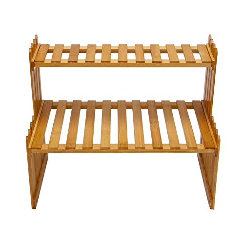 Tsadeer 2 Schichten Bambus Lagerung Rack Küche Gewürz Vase Flasche Gewürz Rack Dekoration Organizer Regale Haus Desktop Rack von Tsadeer