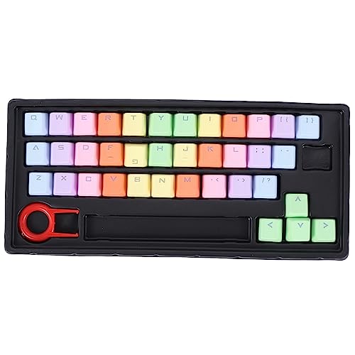 Tsadeer 37 Key PBT Word Through Regenbogen Mechanische Schaft Licht Farbe High Key Cap, Richtungstaste Orange von Tsadeer