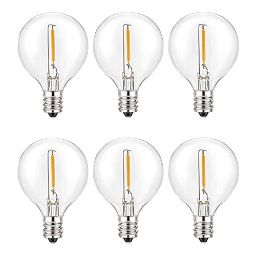 Tsadeer 6 Stück G40 LED Ersatzglühbirnen, bruchsichere LED-Kugellampen mit Schraubsockel E12 für warmweiße Solar-String-Lichterkette von Tsadeer