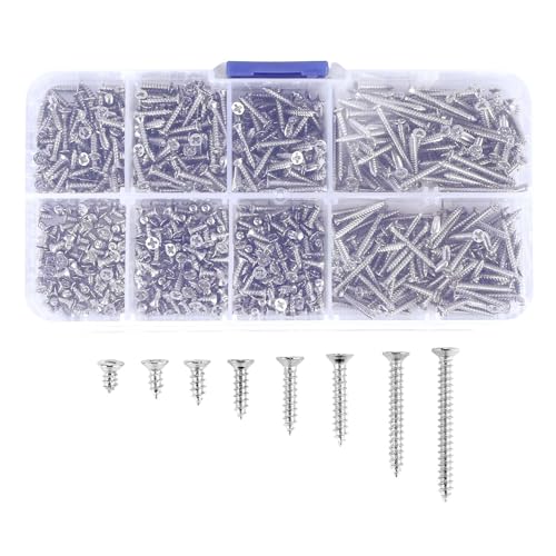 Tsadeer 800 Stück Stahl selbstschneidende Schraube Sortiment Kit Lock Nut Nagel Gewinde Set M2 Tsadeer 800 Stück Stahl selbstschneidende Schraube Sortiment Kit Lock Nut Nagel Gewinde Set M2 von Tsadeer