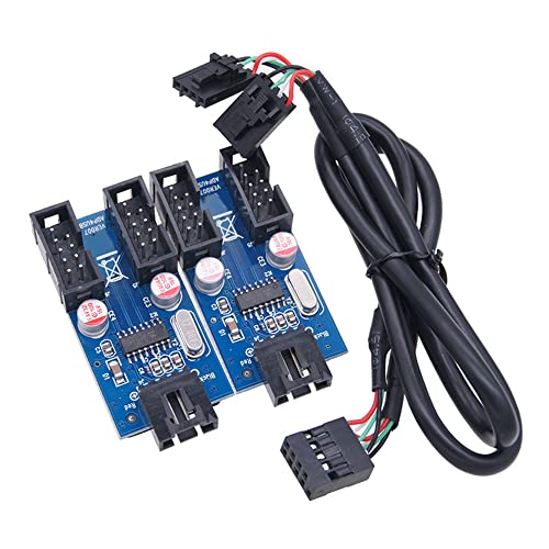 Tsadeer 9 Pin USB Header 1 A 4 Buchse Verlängerung Desktop Karte 9 Pin USB HUB USB 2.0 9 Pin Adapter Stecker, 1 ein 4 A von Tsadeer
