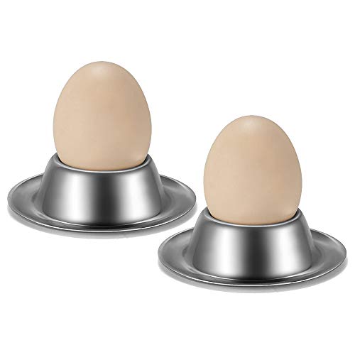 Tsadeer Eierbecher Set mit 2 Stück, Eierbecher aus Edelstahl, Teller für Sodo weich und hart, Küchenaufsteller von Tsadeer