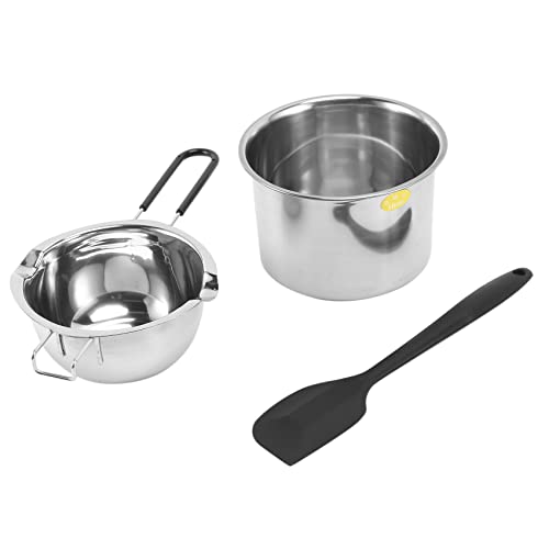 Tsadeer Kochgeschirr-Set Ein Doppelkessel Topf aus Edelstahl mit Spatel aus Silikon zum Schmelzen von Schokolade, Seife, Kerzenherstellung von Tsadeer