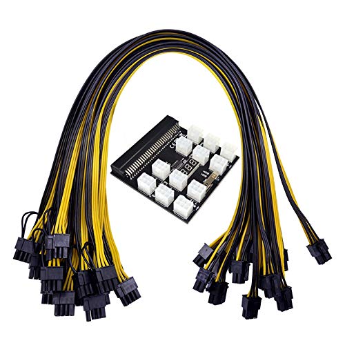 Tsadeer Set zur Aufteilung des Netzmoduls mit 12 Kabeln mit 6 Pins und 6 + 2 Stromkabel mit 8 Pins für 1200 W 750 W GPU Psu Mining Schwarz von Tsadeer