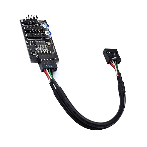 Tsadeer USB-Hub 9-poliger Anschluss – USB-Splitter 1 A 3 – USB2.0 9 Pin Header Board für Wasserkühlung für RGB LED Lüfter – Geschwindigkeitstest Ventilator – einfach zu bedienen – Farbe von Tsadeer