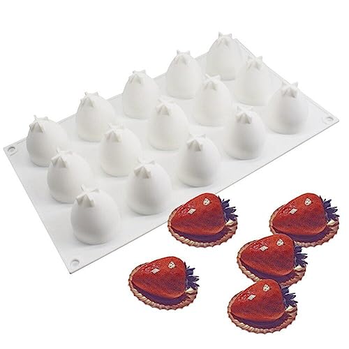 15 Mulden Silikon Obst Backform 3D Erdbeere Silikon Kuchenform Mousse Dessert Formen Eiswürfel Jello Kuchen Schokolade Trüffel Form DIY Backform von Tsffae