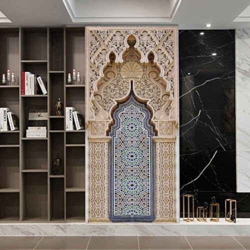 2pcs/Set 3D -Türaufkleber Muslim Große Moschee aus Mekka -Türkunst Wandaufkleber Wohnzimmer Veranda Wandaufkleber Tapete Home Decor von Tsffae