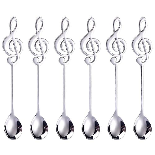6pcs Musical Note Design Löffel Kaffeelöffel Edelstahl Teelöffel Für Kaffee Tee Dessert Getränk Mischlöffel Tischgeschirr Set von Tsffae