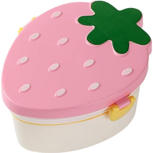 Bento-Lunchbox, 2-lagige Tiffin-Boxen Für Erwachsene, Süße Salat-Sandwich-Box in Erdbeerform, Auslaufsichere Bento-Box Für Kinder Besteck von Tsffae