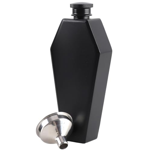 Tsffae 1 Set Edelstahl-sargflasche Trichter, Auslaufsichere Schnapsflasche, Sechseckige Weinflasche Für Halloween-Partys, Barzubehör Tsffae 1 Set Edelstahl-sargflasche Trichter, Auslaufsichere Schnapsflasche, Sechseckige Weinflasche Für Halloween-Partys, Barzubehör von Tsffae