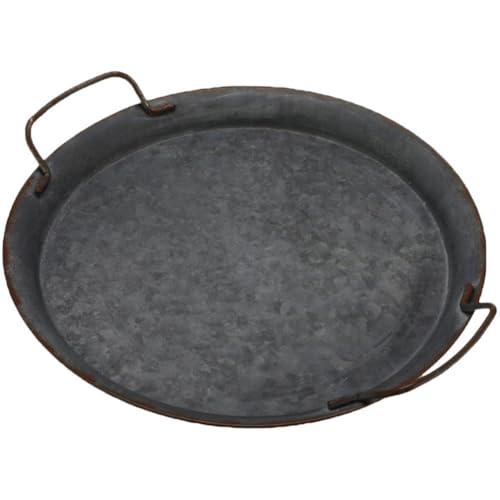 Tsffae 1pc Metall Eisen Tablett Runde Dekorative Tablett Schmuck Organizer Kerze Platte Tablett Garten Restaurant Tablett Griffen von Tsffae