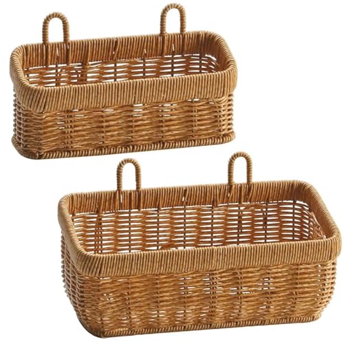 Tsffae 2pcs Wand Hängende Lagerung Korb Container Dekorative Blumen Korb Hand Gewebt Küche Lagerung Korb Für Garten Wohnzimmer von Tsffae