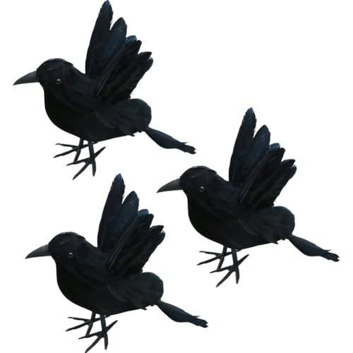 Tsffae 3 Stück Krähen-Ornamente, Künstliche Gefiederte Krähen, Halloween, Realistische Rabenvögel, Dekorationen Für, Garten, Drinnen Und Draußen Tsffae 3 Stück Krähen-Ornamente, Künstliche Gefiederte Krähen, Halloween, Realistische Rabenvögel, Dekorationen Für, Garten, Drinnen Und Draußen von Tsffae