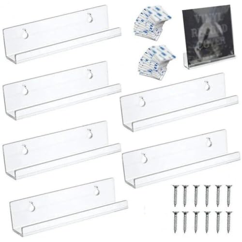 Tsffae 6 Teile/Satz Acryl Rekord Display-ständer Regal Klare Wand Montiert Vinyl Record Halter Schwimmende Regale Schallplatte Album Lagerung Rack von Tsffae