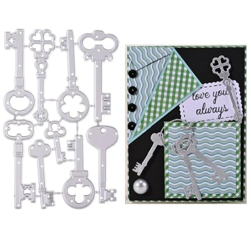 Tsffae 9 Teile/Satz Vintage Schlüssel Set Metall Schneiden Stirbt Präge Ordner Für Karte Machen Handwerk DIY Scrapbooking Zubehör Stanze von Tsffae