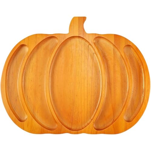 Tsffae Halloween-kürbistablett, Kürbisplatte Aus Holz, Party-käseplatte, Serviertablett, Trockenobst-desserttablett Für Halloween Zu Hause von Tsffae