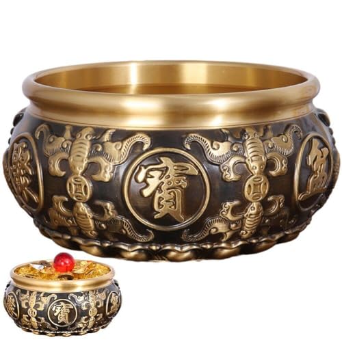 Tsffae Kupfer Acht Segen Cornucopia Feng Shui Messing Cornucopia Dekoration Kupfer Bad Bowl Dekorative Reichtum Glücksschale Home Office Crafts Ornamente von Tsffae