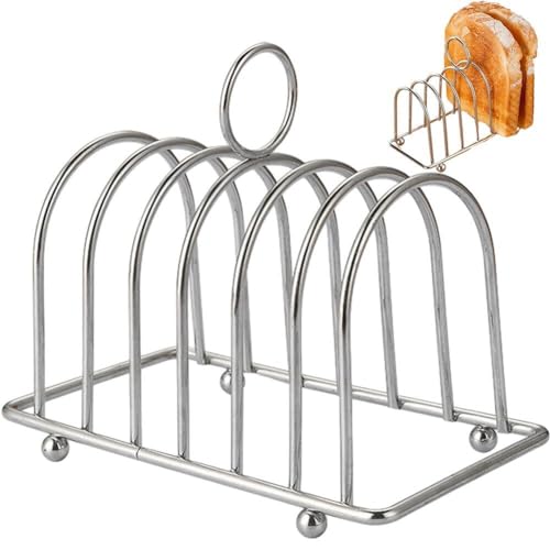 Tsffae Toastbrotständer Aus Edelstahl, 6 Scheiben Schlitz, Brothalter, Kühlgitter, Toasthalter, Antihaftbeschichteter Laibständer Für Restaurant, Küchenzubehör von Tsffae