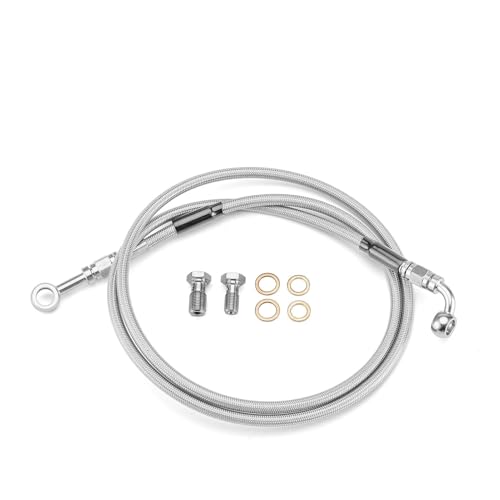 Bremsölschlauchleitung Motorrad + 6" 47" verlängerte Länge Edelstahl Nicht-ABS Hydraulischer Vorderradbremsleitungssatz Für Dyna Für Softail 16-18" Lenker Motorradbremsleitung von Tsinesla