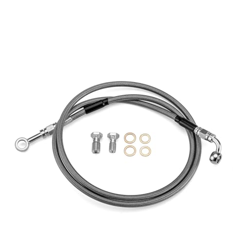 Bremsölschlauchleitung Motorrad + 6" 47" verlängerte Länge Edelstahl Nicht-ABS Hydraulischer Vorderradbremsleitungssatz Für Dyna Für Softail 16-18" Lenker Motorradbremsleitung von Tsinesla