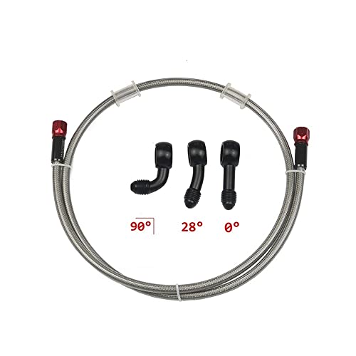 Motorradschläuche Motorrad-Hydraulik-Bremsflüssigkeit aus geflochtenem Edelstahl DOT-Ölschlauchleitung Für ATV Street Dirt Pit Bike M10-Bremsschlauch 28°-28° Motorrad-Bremsleitung von Tsinesla