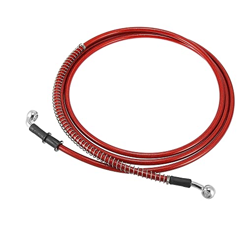 Motorradschläuche Motorradbremskupplungsölschlauchleitungsrohr Hydraulisch verstärkter Edelstahl geflochten Schwarz Universal 240 cm 94,49 Zoll Motorradbremsleitung von Tsinesla