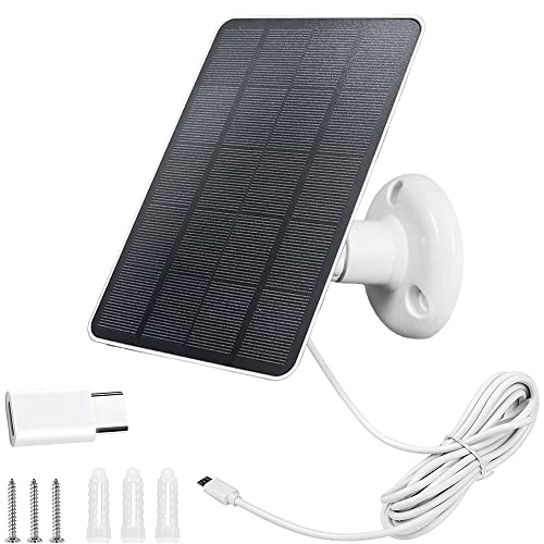 Solarpanel für Überwachungskamera, 5W Solarpanel für DC 5V Sicherheitskamera, Micro USB & USB-C Anschluss Solarpanel, IP65 Monokristallines Solarladegerät mit 360° Einstellbarer Montage (Weiß) von Tsinhu
