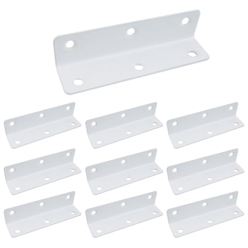 Tsnamay 10 Stück weiße L-Halterung, robuste Eckstrebe, Edelstahl-Regalhalterung, Winkelhalterung für Regale, 100 x 26 x 26 mm, 6 Löcher von Tsnamay