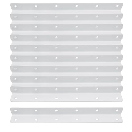 Tsnamay 10 Stück weiße L-Halterung, robuste Eckstrebe, Edelstahl-Regalhalterung, Winkelhalterung für Regale, 275 x 27 x 27 mm, 12 Löcher von Tsnamay