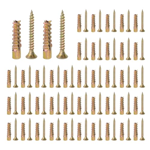 Tsnamay Gezackte Gecko-Dehnbolzen M6 x 32 für Türscharnier-Reparatur und Stahlwandbefestigung, gezacktes Gecko-Dehnschrauben-Set, 40 Sets (40 Stück farbiges Zink-Einzelrohr und 40 Stück kreuzförmige von Tsnamay