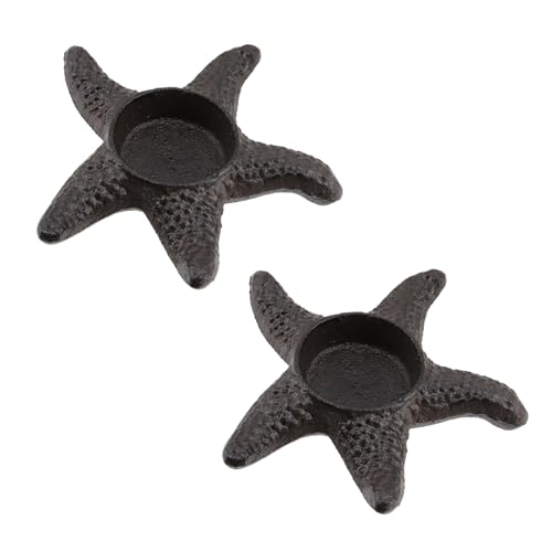 Tsnamay Seestern-Kerzenhalter aus Gusseisen, 11 x 4 cm, für Heimdekoration, schwarzer Seestern-Kerzenhalter 8244, 2 Stück Tsnamay Seestern-Kerzenhalter aus Gusseisen, 11 x 4 cm, für Heimdekoration, schwarzer Seestern-Kerzenhalter 8244, 2 Stück von Tsnamay