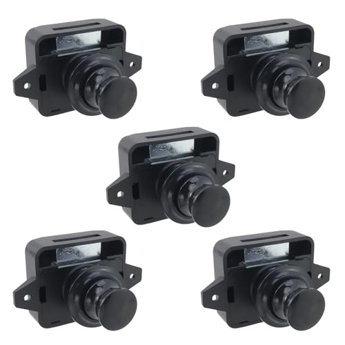 Tsnamay TP005-BK Druckknopf-Verriegelung, schwarze Hardware-Tasten, schlüssellose Schrankschlösser für Yachten, Marine-Schreibtische, Schubladen und Schränke, 5 Set von Tsnamay