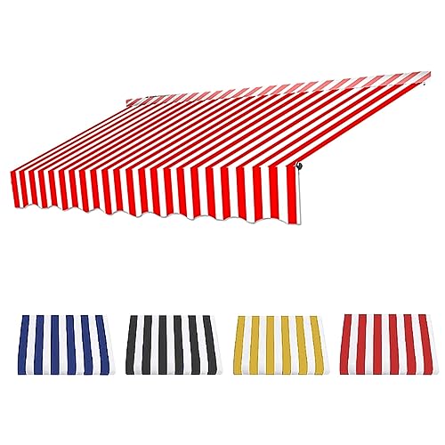 Einziehbar Terrasse Markisenstoff Draussen Garten überdachung Markisenbespannung ,Ersatz für Einziehbare Klemmmarkise, Draussen Wasserdichtes Vordach überdachung Aus 100% Polyester-Red+white||2.5m von TsoLay