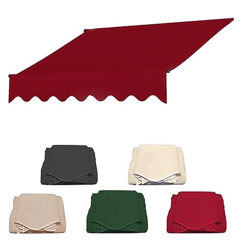 Einziehbar Terrasse Markisenstoff Draussen Garten überdachung Markisenbespannung,Ersatz für Einziehbare Klemmmarkise, Draussen Wasserdichtes Vordach überdachung Aus 100% Polyester-Rot||4m von TsoLay