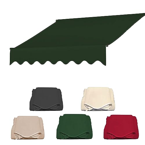TsoLAY Einziehbar Terrasse Markisenstoff Draussen Garten überdachung Markisenbespannung,Ersatz für Einziehbare Klemmmarkise, Draussen Wasserdichtes Vordach überdachung Aus 100% Polyester-Grün||3m von TsoLay