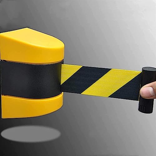 TsoLAY HSF absperrband gelb schwarz Einziehbare Wandmontage-Gürtelbarriere, Sicherheitsisolationsgürtel, Massenkontrollbarriere for Flughäfen und Banken Retractable Barrier (Size : 10M) von TsoLay