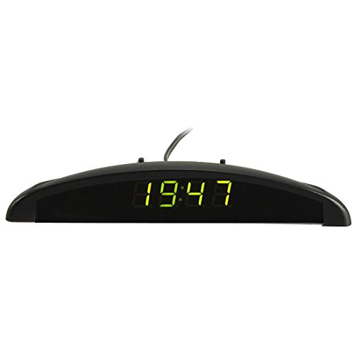 TsoLay 3In1 Auto Car 12V Digital LED Voltmeter Spannung Temperatur Uhr Thermometer Kfz, Gruen von TsoLay