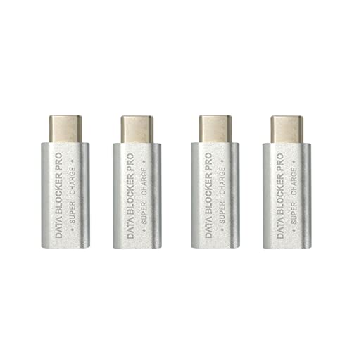 TsoLay 4 STÜCKE USB Type-C Datenblocker USB-C Juice Jack Adapter Unterstützung Schnellladung (50 V/5 A) Stoppt Datendiebstahl (Silber) von TsoLay