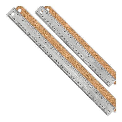 TsoLay Nicht-Lineal, Edelstahl-Lineal mit Kork-Unterseite: 30,5 cm + 45,7 cm, Edelstahl-Lineal, Nicht-Lineale mit und Zentimetern von TsoLay