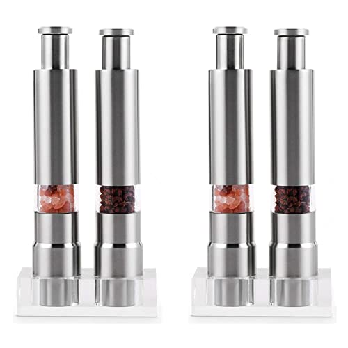 TsoLay Salz und Pfeffer Set Von 4, Manuelles Glassalz und Pfeffer Set Aus Edelstahl, Silber von TsoLay