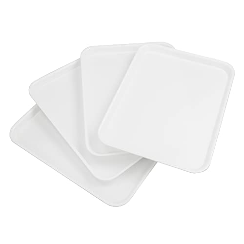 Tstorage Weiß Fast Food Tablett Serviertablett Kunststoff Plastik, Rechteckig, 4 Stück von Tstorage