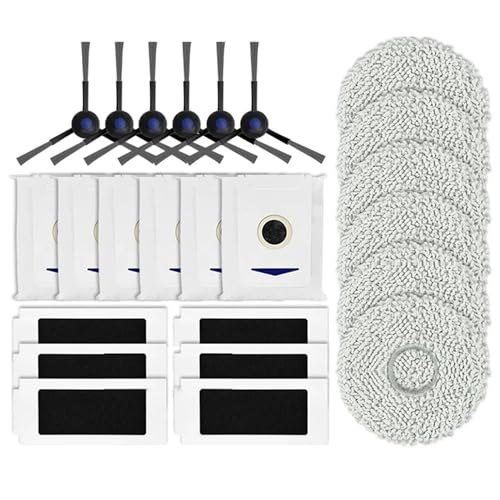 T/F Zubehör für T30 Pro Omni, T30 Omni Roboter Staubsauger Roboter Ersatzteile (6 Wischtücher + 6 Staubbeutel + 6 Seitenbürste + 6 Hepa-Filter) von TsuFantisi